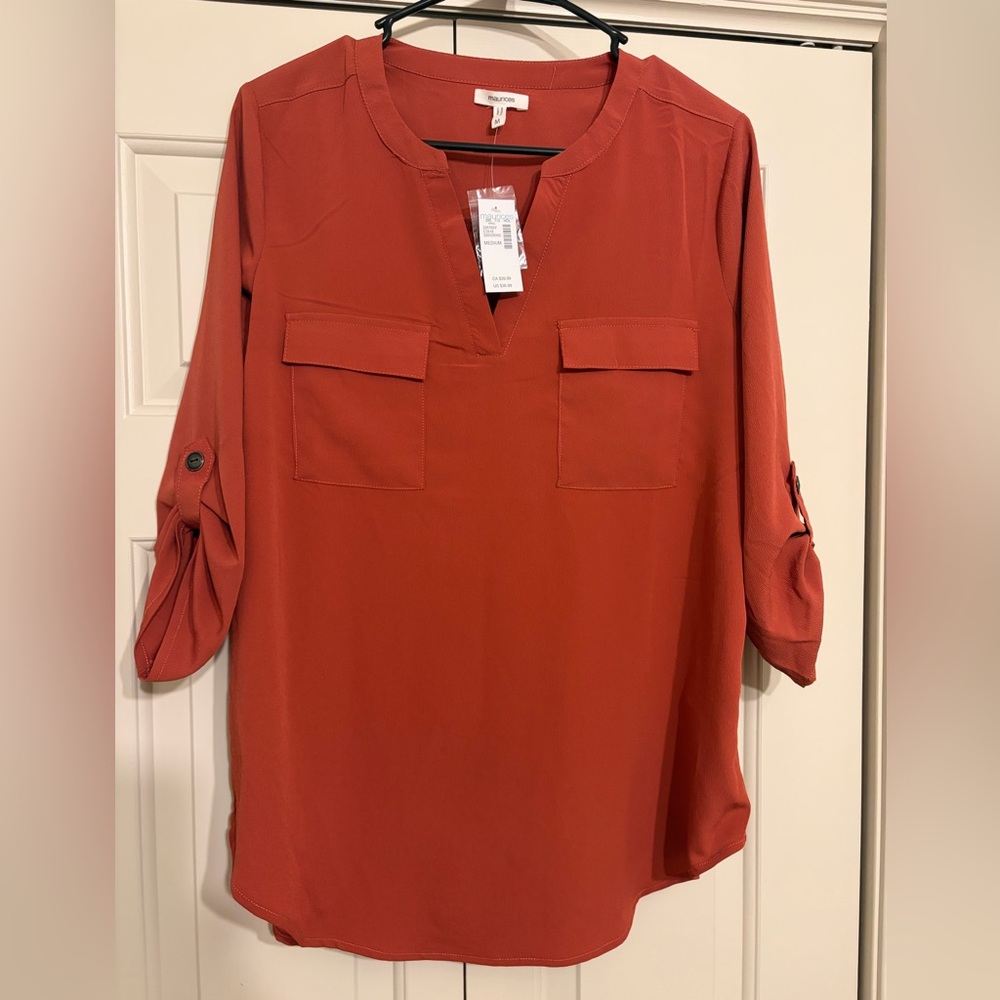 Maurices Terracotta 3/4 length sleeve. Light weight